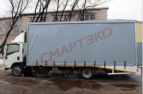 Эвакуатор Isuzu NQR90L-M крытый с ломаной платформой и тентом – фото 1